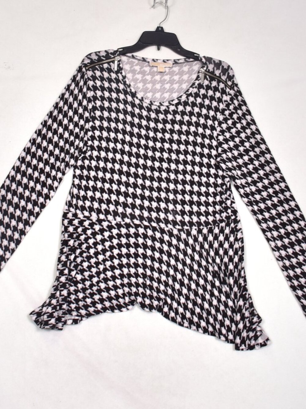 MICHAEL Michael Kors Women's White/Black Long Sleeve Top Blouse Size Large